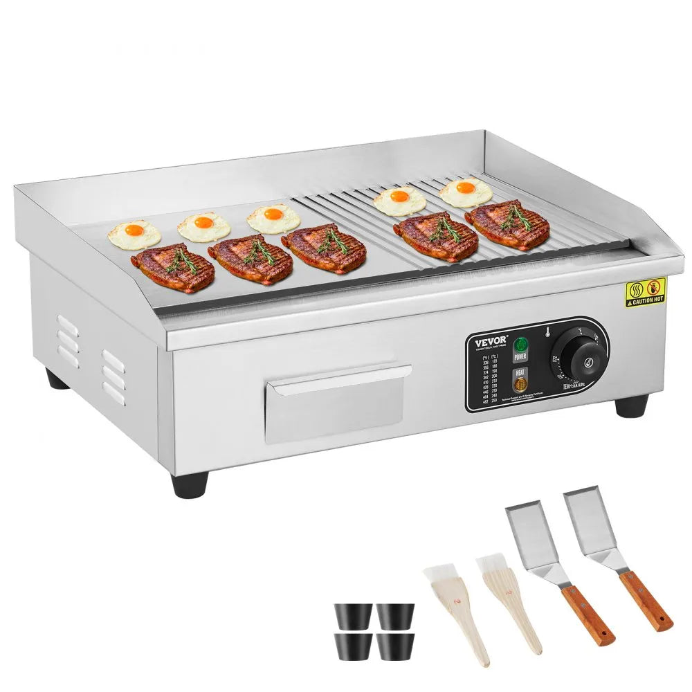 HT-821 - VEVOR 1600W Commercial Electric Griddle with 122℉-572℉ Temp Control