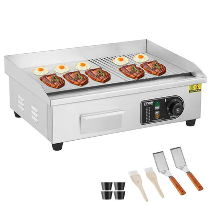 HT-821 - VEVOR 1600W Commercial Electric Griddle with 122℉-572℉ Temp Control