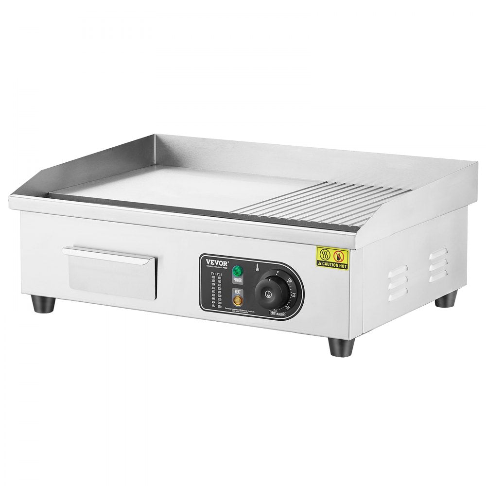 HT-821 - VEVOR 1600W Commercial Electric Griddle with 122℉-572℉ Temp Control