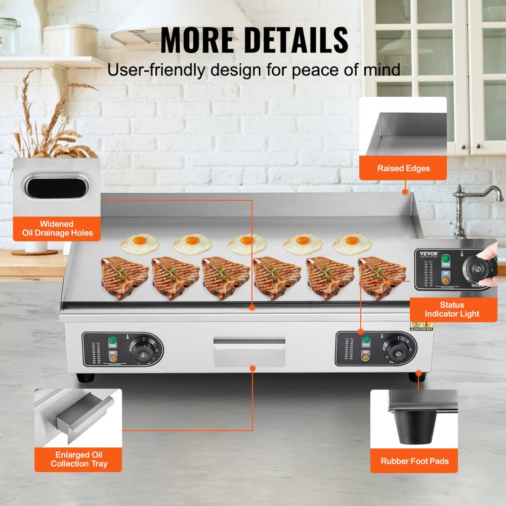 HT-820 - 28.74"x15.75" VEVOR Electric Griddle with Adjustable Temp Control