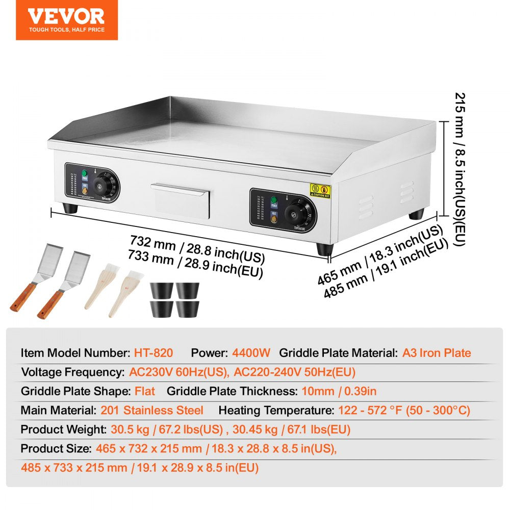 HT-820 - 28.74"x15.75" VEVOR Electric Griddle with Adjustable Temp Control