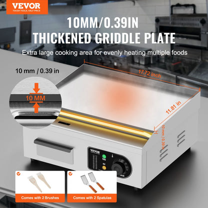 HT-450 - VEVOR Electric Griddle with 122-572°F Temp Control, A3 Iron Plate