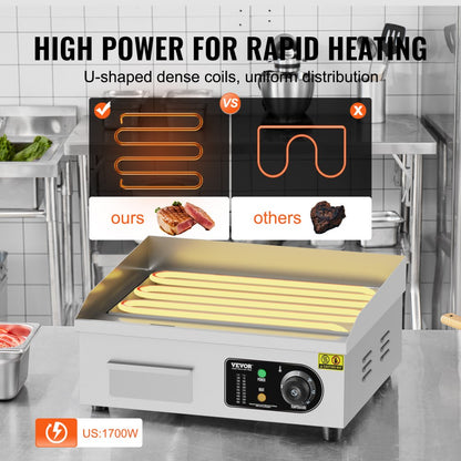 HT-450 - VEVOR Electric Griddle with 122-572°F Temp Control, A3 Iron Plate