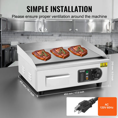 HT-450 - VEVOR Electric Griddle with 122-572°F Temp Control, A3 Iron Plate