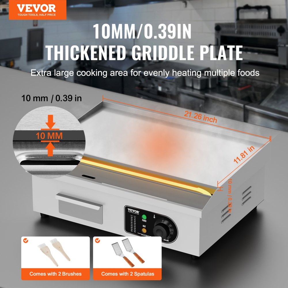 HT-818A - 21.26" Electric Griddle for Home & Commercial Cooking