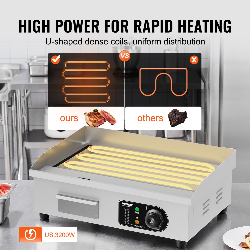 HT-818A - 21.26" Electric Griddle for Home & Commercial Cooking