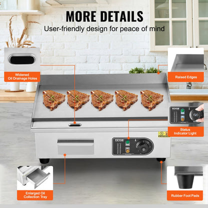 HT-818A - 21.26" Electric Griddle for Home & Commercial Cooking