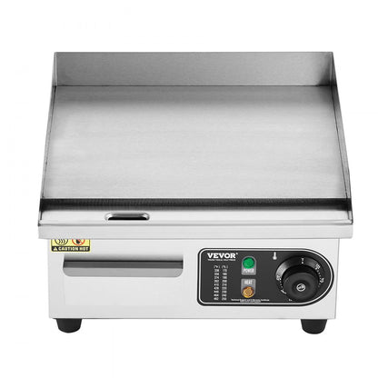 HT-818B - 1700W Stainless Steel Electric Griddle with 122-572°F Temperature Control