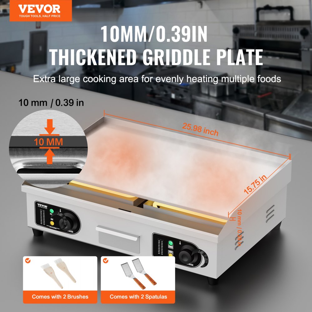 HT-610 - 25.98x15.75" VEVOR Electric Griddle with Adjustable Temperature