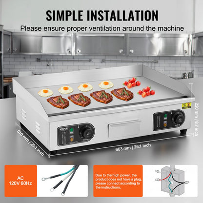 HT-610 - 25.98x15.75" VEVOR Electric Griddle with Adjustable Temperature