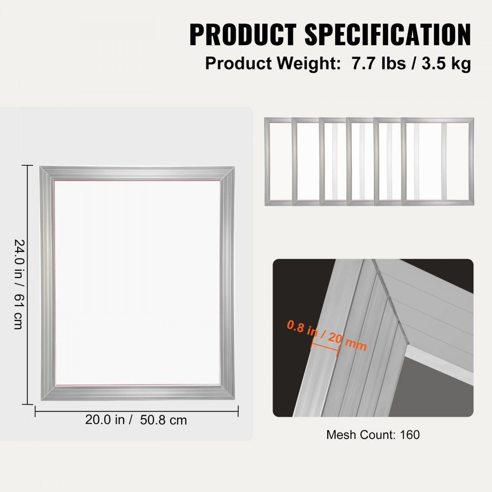 010618302853 - 20x24" Screen Printing Kit with 6 Aluminum Frames