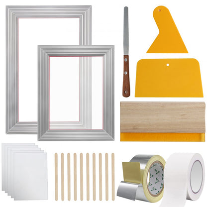 010236589930 - Beginner-Friendly Silk Screen Printing Kit with Aluminum Frames