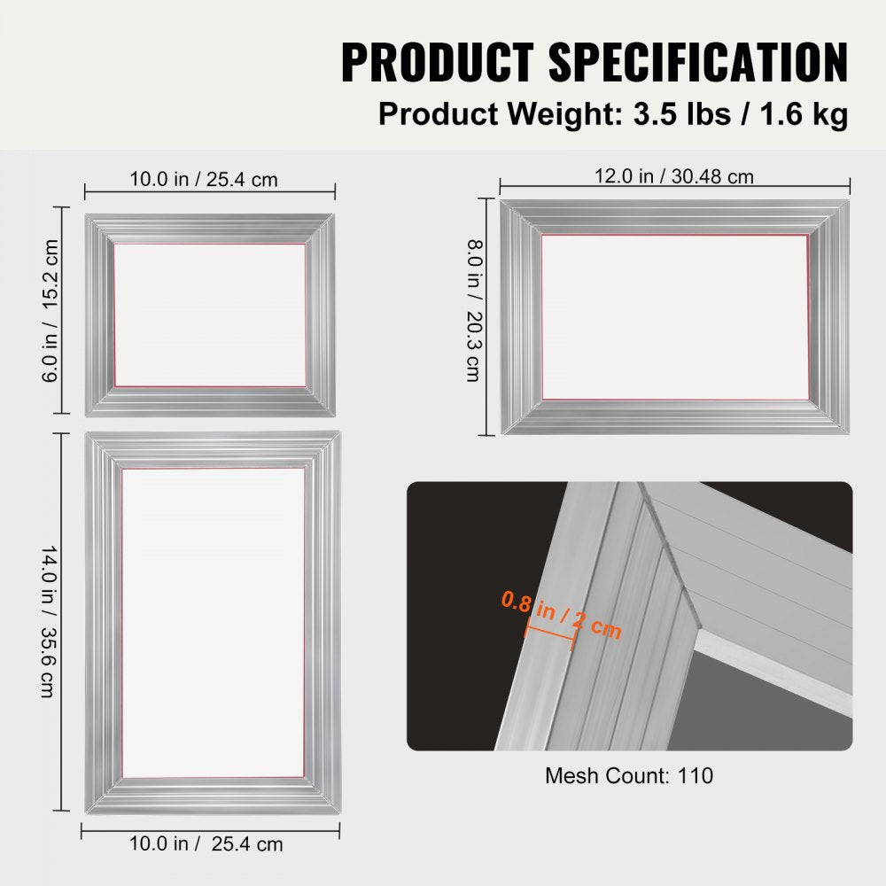 010163841055 - Durable Screen Printing Kit with 3 Aluminum Frames for DIY T-Shirts