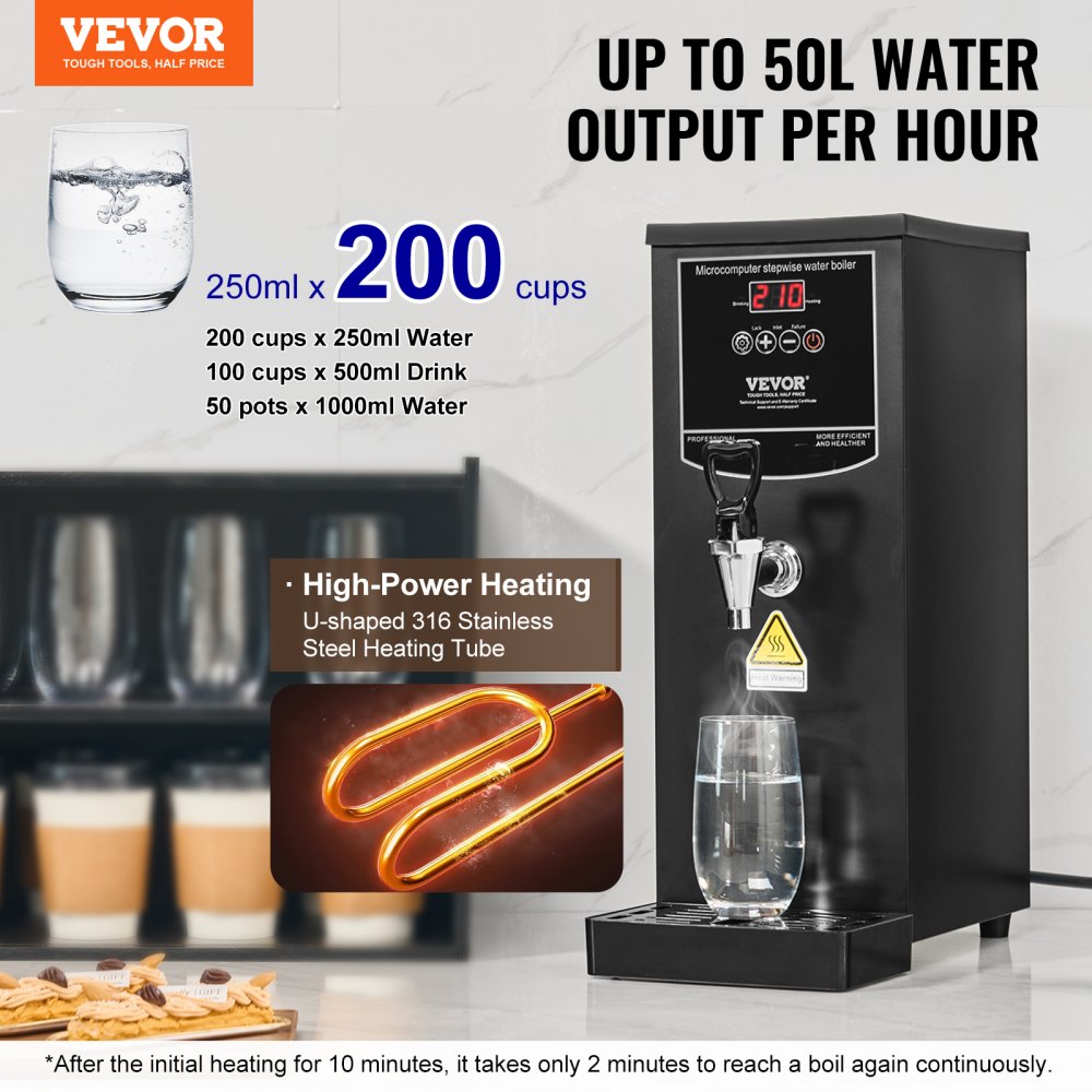 KW-10SA - 10L Stainless Steel Electric Water Boiler with 1500W Heating Power
