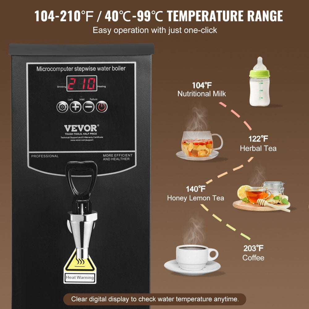KW-10SA - 10L Stainless Steel Electric Water Boiler with 1500W Heating Power
