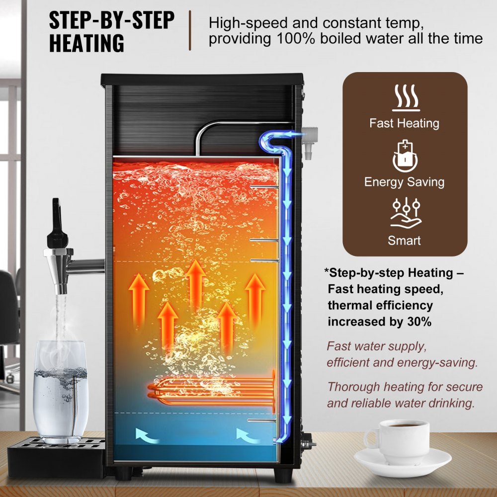 KW-10SA - 10L Stainless Steel Electric Water Boiler with 1500W Heating Power