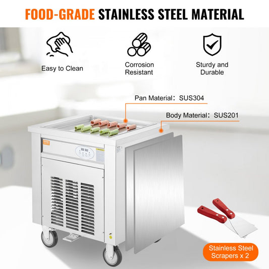 CBJF-1DA500 - 19.7" Stainless Steel Fried Ice Cream Roll Machine