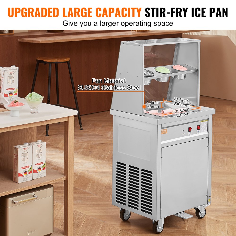 CBJF-1DC-350 - 350mm Stainless Steel Fried Ice Cream Roll Maker