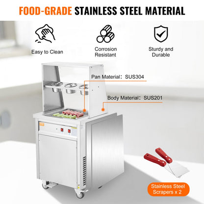 CBJF-1DC-350 - 350mm Stainless Steel Fried Ice Cream Roll Maker
