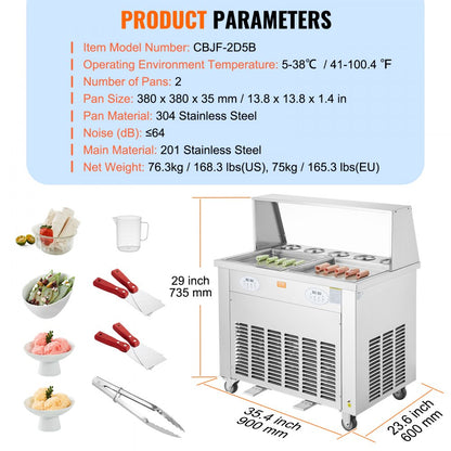 CBJF-2D5B - Stainless Steel 13.8" Ice Cream Roll Maker with Rapid Cooling