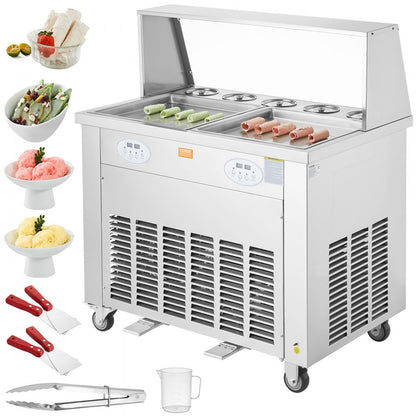 CBJF-2D5B - Stainless Steel 13.8" Ice Cream Roll Maker with Rapid Cooling