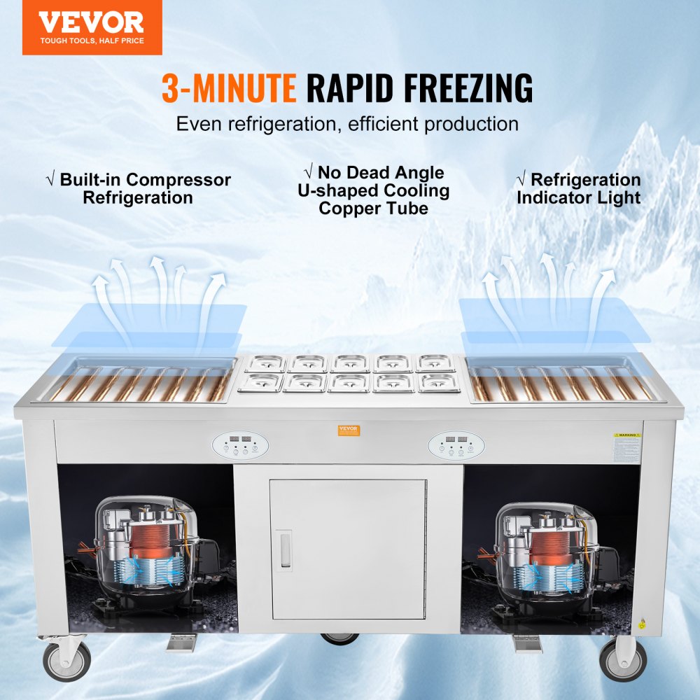 CBJF-2D10A - Rapid Cooling Fried Ice Cream Roll Machine with Defrost Options