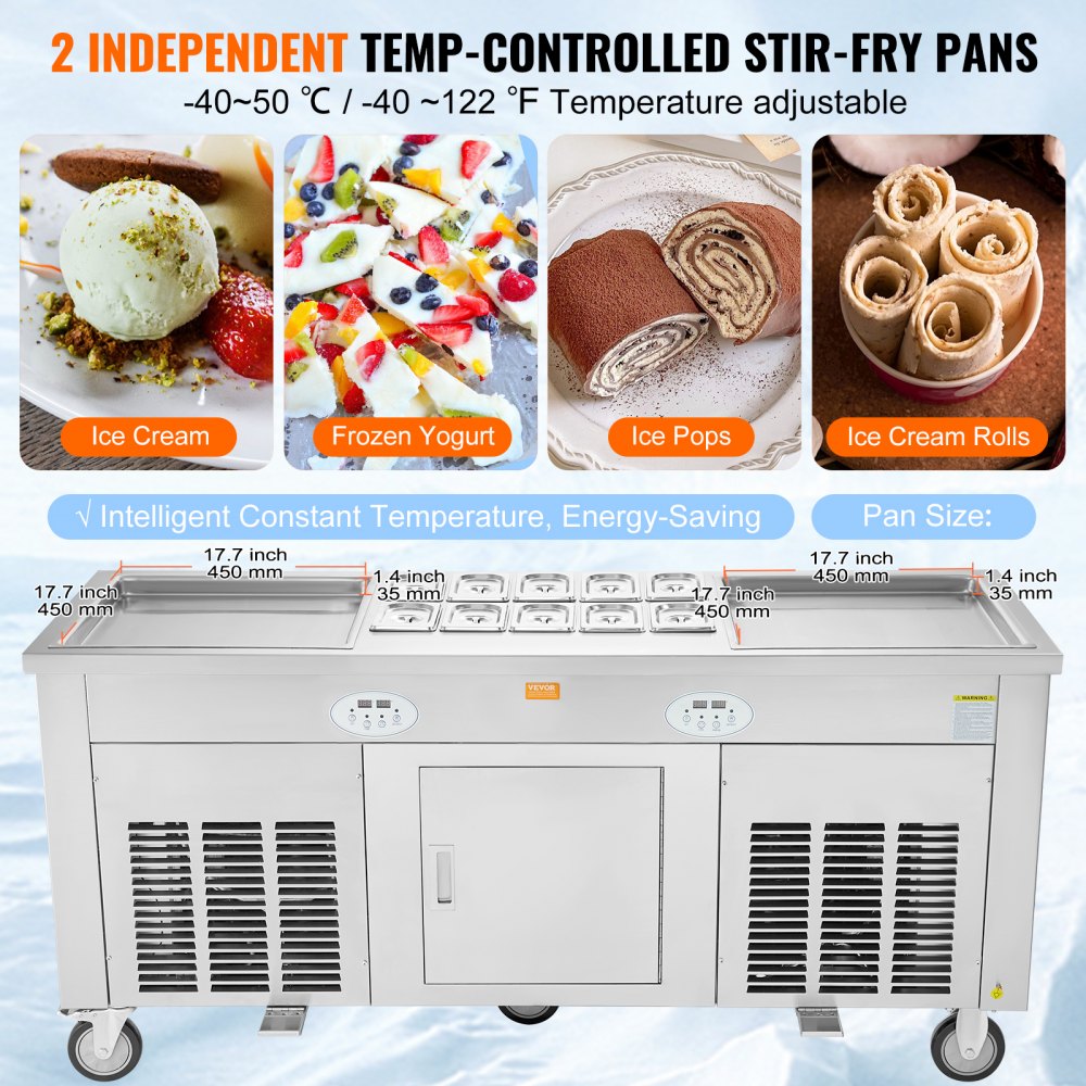 CBJF-2D10A - Rapid Cooling Fried Ice Cream Roll Machine with Defrost Options