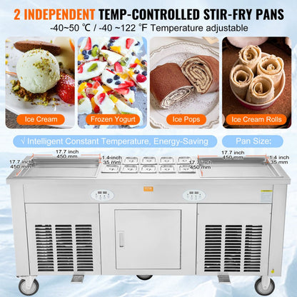 CBJF-2D10A - Rapid Cooling Fried Ice Cream Roll Machine with Defrost Options
