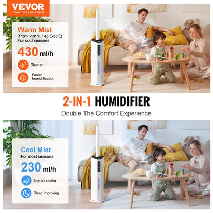 HQ-JS2316-R - VEVOR 2.4 Gal Multi-Mode Humidifier for Comfort & Plants