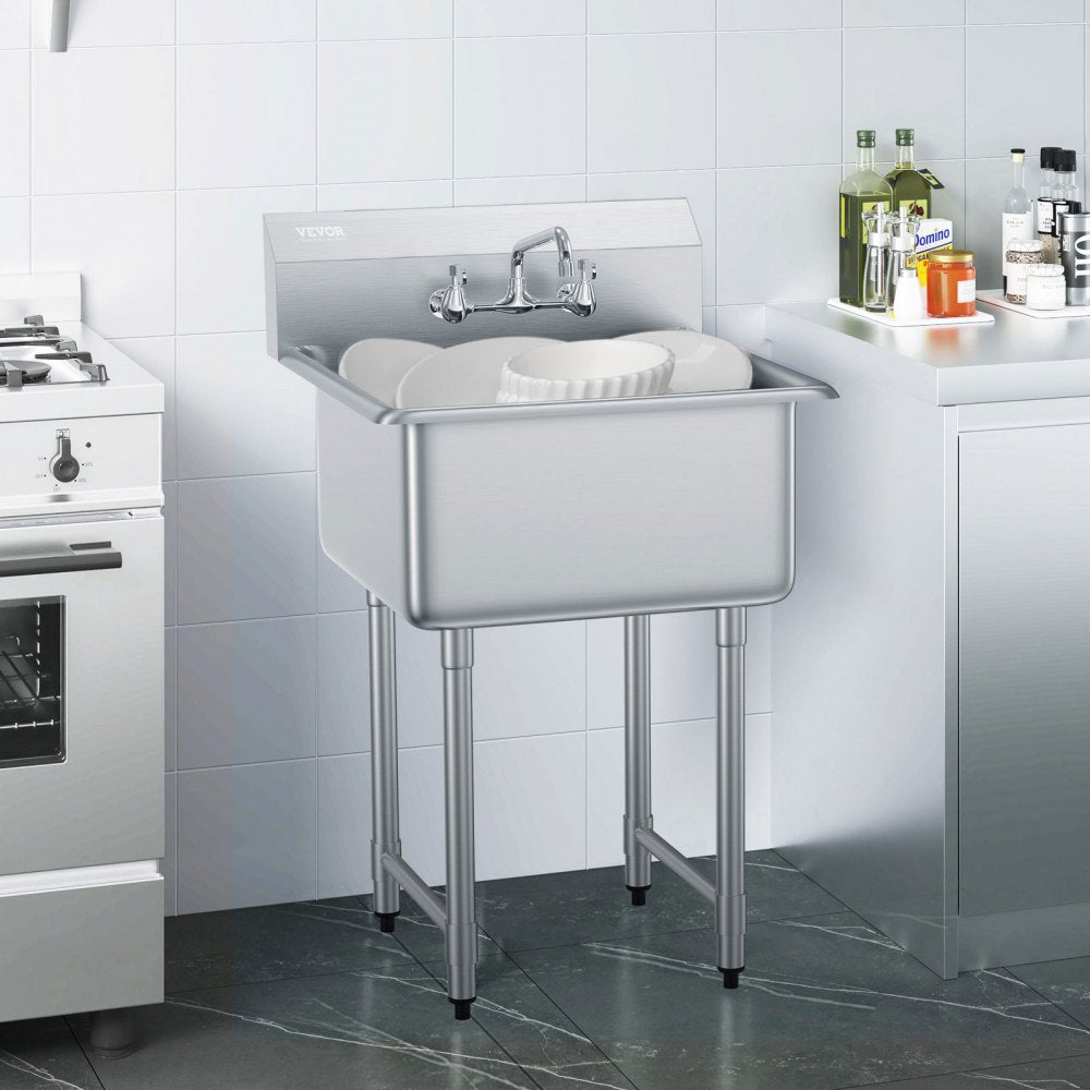 S1C-242413 - Durable Stainless Steel Prep Sink for Commercial Use