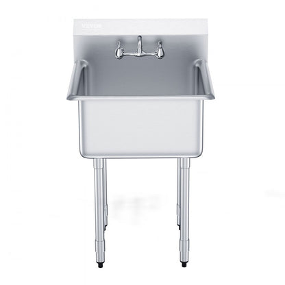 S1C-242413 - Durable Stainless Steel Prep Sink for Commercial Use