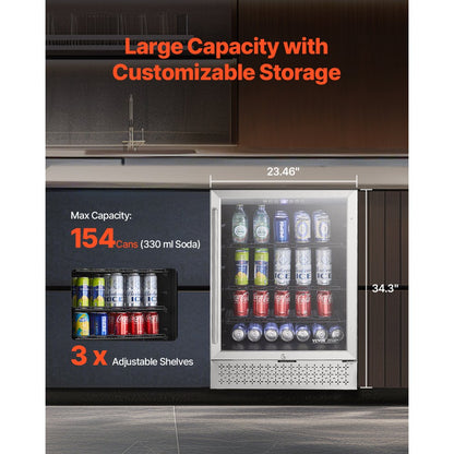 YC-150A - Built-in Beverage Cooler with Glass Door, Rapid Cooling 37-65℉