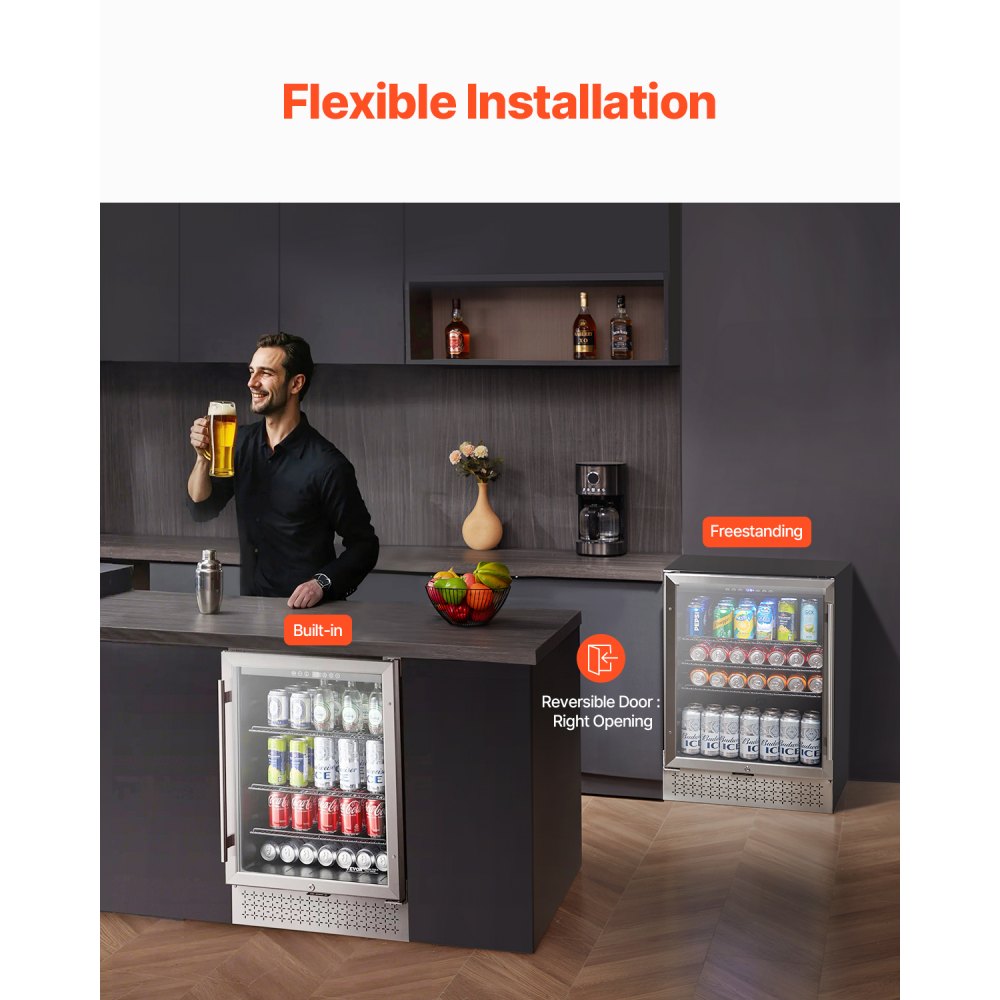 YC-150A - Built-in Beverage Cooler with Glass Door, Rapid Cooling 37-65℉