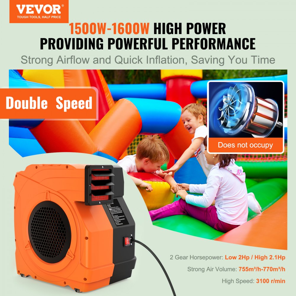 S-U15 Multi - 1500W Lightweight Inflatable Blower for Bounce Houses