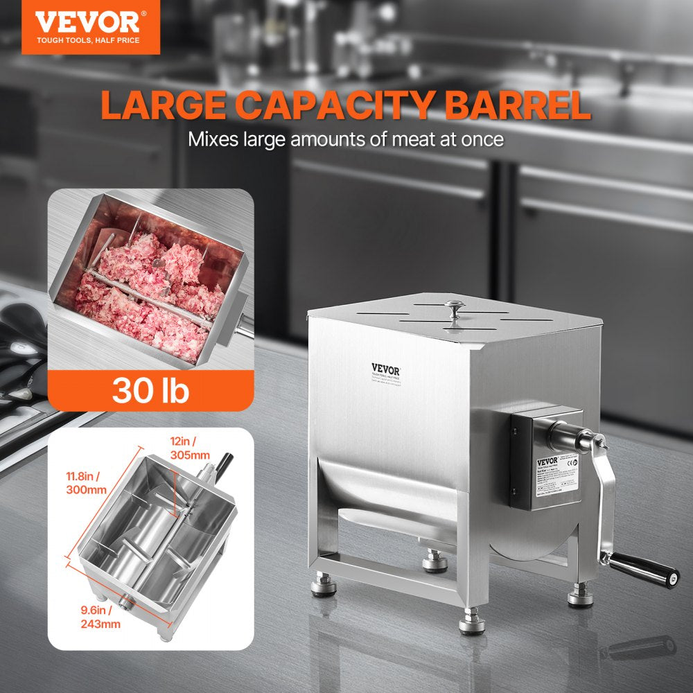 BX-20 - 30 lbs Stainless Steel Meat Mixer with Adjustable Feet