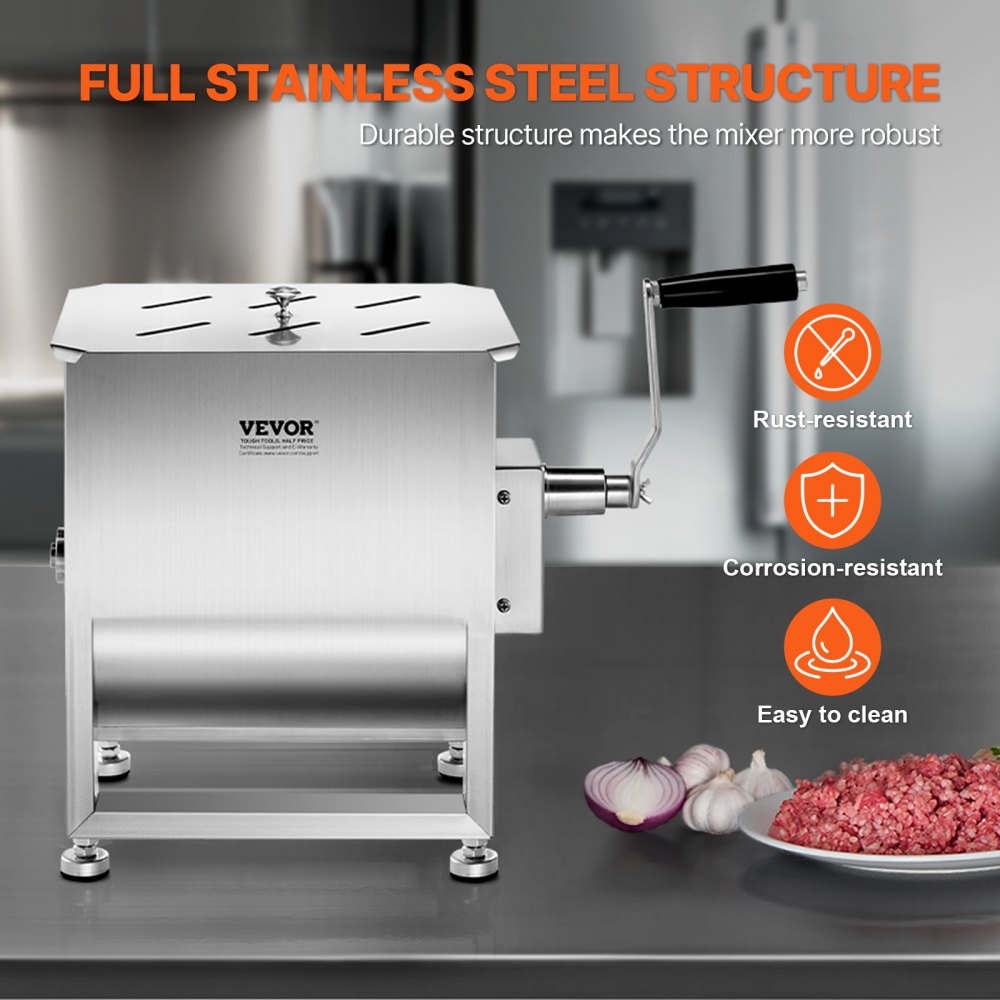 BX-20 - 30 lbs Stainless Steel Meat Mixer with Adjustable Feet