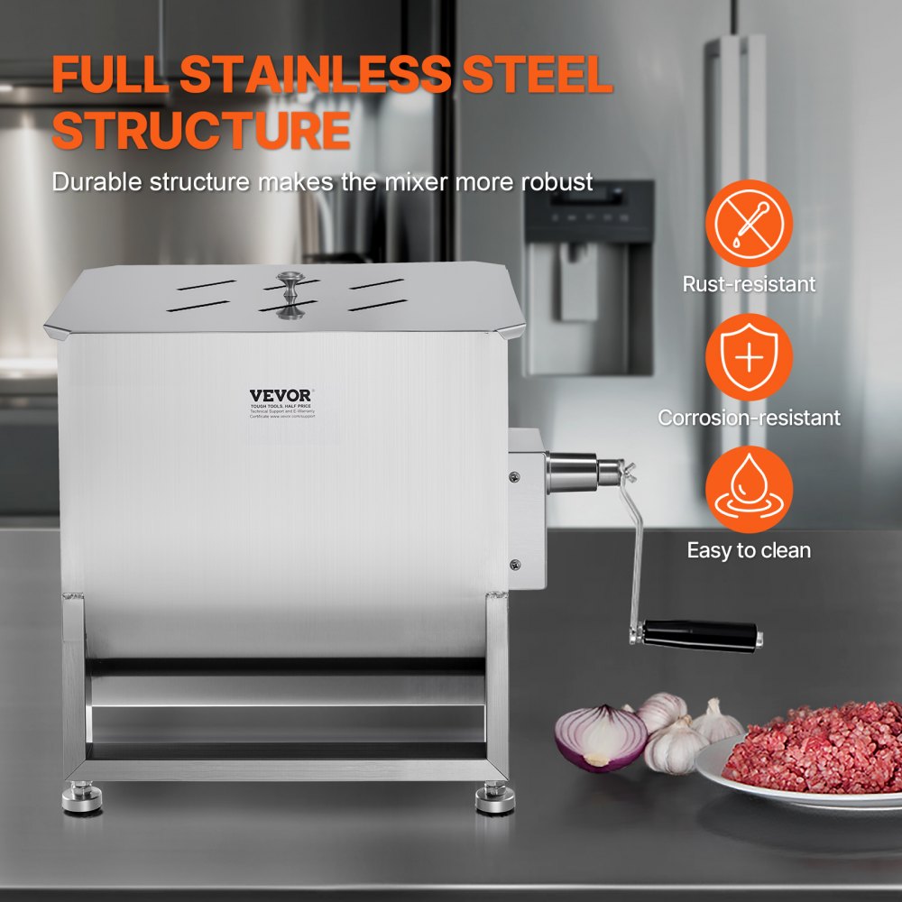 BX-40 - 80L SUS201 Stainless Steel Manual Meat Mixer with Adjustable Feet