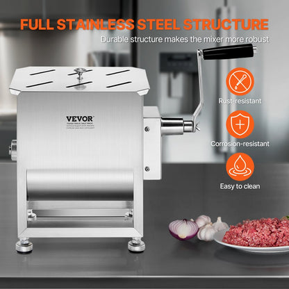 BX-10 - 15LB Stainless Steel Meat Mixer for Sausage and Delicacies