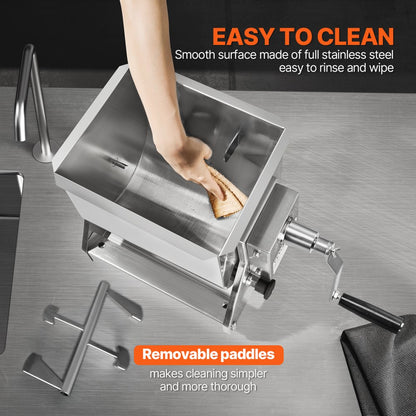 BX-30T - 60L Stainless Steel Manual Meat Mixer with Tilting Design