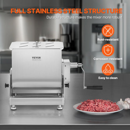 BX-30T - 60L Stainless Steel Manual Meat Mixer with Tilting Design