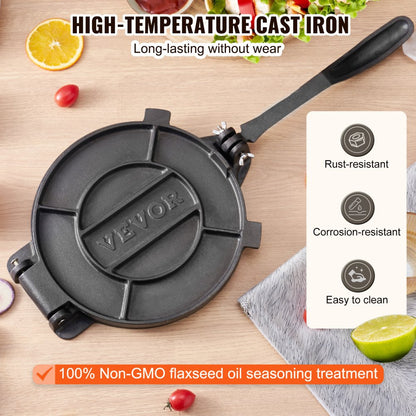 HES250 - 10-Inch Cast Iron Tortilla Press with Silicone Paper