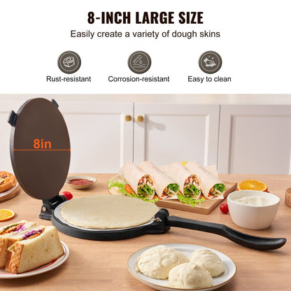 HES200 - 8-Inch Cast Iron Tortilla Press for Flour & Corn Tortillas