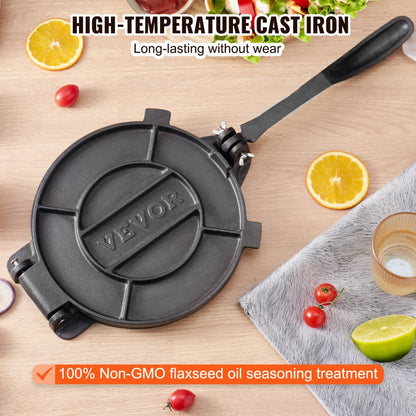 HES200 - 8-Inch Cast Iron Tortilla Press for Flour & Corn Tortillas