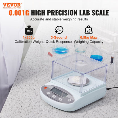HZ5003 - Precision 500g Analytical Balance with High-Def Display and Stainless Tray