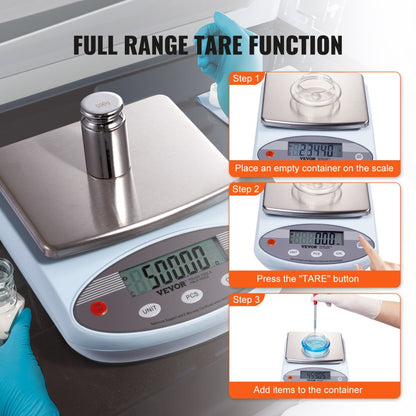 HZ-B30002 - VEVOR 3000g Lab Scale with 6.93" Stainless Steel Tray