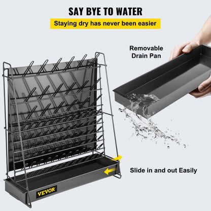90PEGS - VEVOR 90-Peg Steel Drying Rack with Drain Pan and Beaker Brush