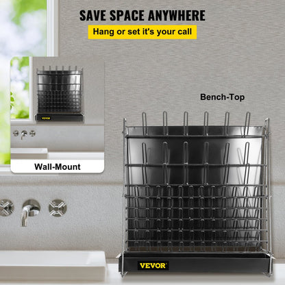 90PEGS - VEVOR 90-Peg Steel Drying Rack with Drain Pan and Beaker Brush