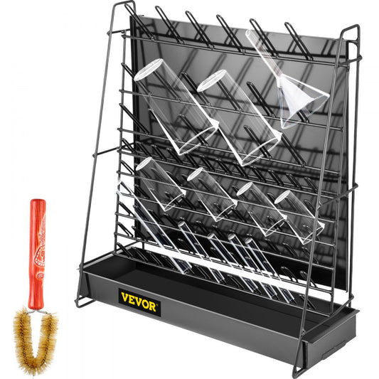 90PEGS - VEVOR 90-Peg Steel Drying Rack with Drain Pan and Beaker Brush