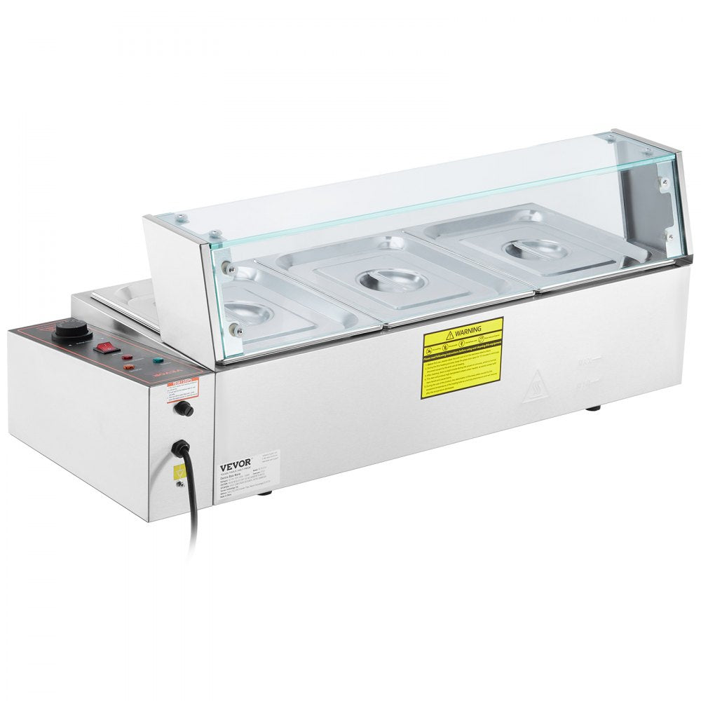 SC-TC-213 - 3-Pan Stainless Steel Food Warmer with Glass Cover, 8Qt