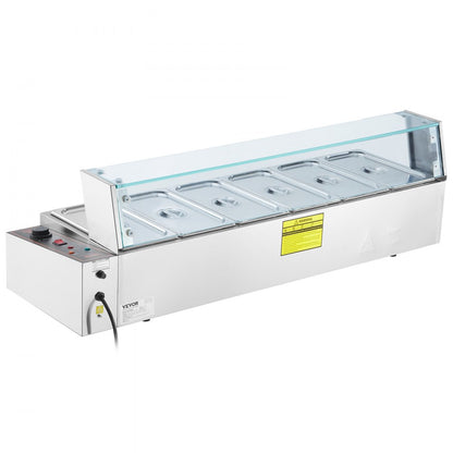 SC-TC-316 - 6-Pan Stainless Steel Food Warmer with Glass Shield